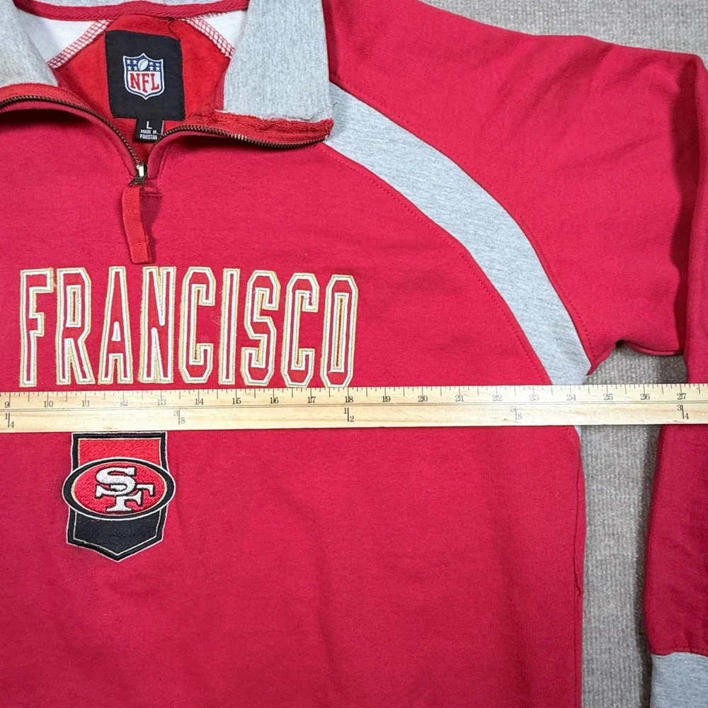 NFL San Francisco 49ers Quarter Zip Sweatshirt Red Gray Pullover Large